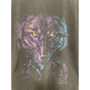 Vintage Idaho Wolf Pack Black Graphic T-Shirt Black Size XL Habitat HL Miller